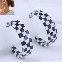 Fashion Simple Acrylic Check Pattern Temperament Female Earrings main image 5