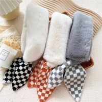 Plaid Plush Knitted Small Scarf Korean Version Cute Autumn And Winter Cross Bib Neck Guard Fur Collar main image 1