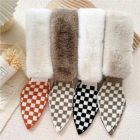 Plaid Plush Knitted Small Scarf Korean Version Cute Autumn And Winter Cross Bib Neck Guard Fur Collar main image 5