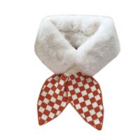 Plaid Plush Knitted Small Scarf Korean Version Cute Autumn And Winter Cross Bib Neck Guard Fur Collar main image 6