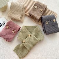 Button Cross Knit Short Small Scarf Autumn And Winter Student Wool Warm Scarf main image 5