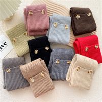 Button Cross Knit Short Small Scarf Autumn And Winter Student Wool Warm Scarf main image 4