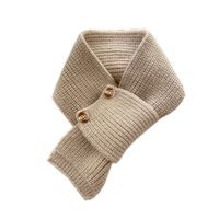 Button Cross Knit Short Small Scarf Autumn And Winter Student Wool Warm Scarf main image 3