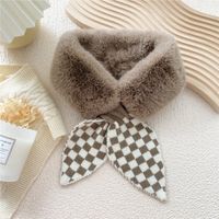 Plaid Plush Knitted Small Scarf Korean Version Cute Autumn And Winter Cross Bib Neck Guard Fur Collar sku image 7