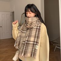 Short Beard Striped Scarf Korean Version Of The Double-sided Fashion Thickening Warm Long Shawl Student Bib sku image 8