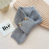 Button Cross Knit Short Small Scarf Autumn And Winter Student Wool Warm Scarf sku image 9