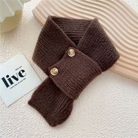 Button Cross Knit Short Small Scarf Autumn And Winter Student Wool Warm Scarf sku image 10