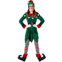 New Christmas Elf Costume European And American Cosplay Costume Adult Green Suit sku image 1