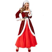 Heiligabend Weihnachtskostüm Weinrotes Langes Kleid Kostüm main image 3
