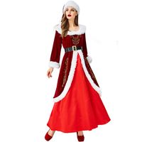 Heiligabend Weihnachtskostüm Weinrotes Langes Kleid Kostüm main image 5