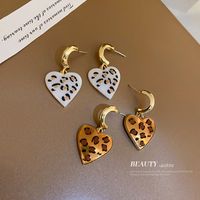 925 Silver Needle Leopard Print Love Earrings French Retro Simple Earrings Ins Hong Kong Style Earrings Personality Temperament main image 1
