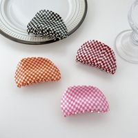 Small Square Semicircle Acetic Acid Catch Clip Hairpin Plaid Disc Hair Shark Clip main image 2