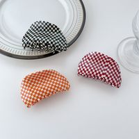 Small Square Semicircle Acetic Acid Catch Clip Hairpin Plaid Disc Hair Shark Clip main image 3