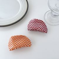 Small Square Semicircle Acetic Acid Catch Clip Hairpin Plaid Disc Hair Shark Clip main image 5