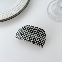 Small Square Semicircle Acetic Acid Catch Clip Hairpin Plaid Disc Hair Shark Clip sku image 3