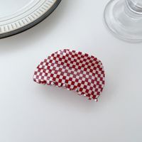 Small Square Semicircle Acetic Acid Catch Clip Hairpin Plaid Disc Hair Shark Clip sku image 4