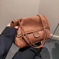 Lingge Embroidery Thread Bag New Bag Autumn Chain Messenger Bag Suede One-shoulder Small Square Bag main image 1