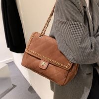 Lingge Embroidery Thread Bag New Bag Autumn Chain Messenger Bag Suede One-shoulder Small Square Bag main image 5