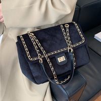 Lingge Embroidery Thread Bag New Bag Autumn Chain Messenger Bag Suede One-shoulder Small Square Bag main image 4