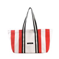 Canvas Large Capacity Fashion Striped One-shoulder Underarm Bag Autumn And Winter Texture Sports Tote Bag main image 3