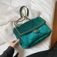 Lingge Embroidery Thread Bag New Bag Autumn Chain Messenger Bag Suede One-shoulder Small Square Bag sku image 1