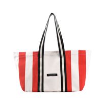 Canvas Large Capacity Fashion Striped One-shoulder Underarm Bag Autumn And Winter Texture Sports Tote Bag sku image 2