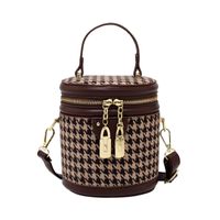 Plaid Cylindrical Small Bag Autumn And Winter Simple Temperament Simple One-shoulder Messenger Bucket Bag sku image 2