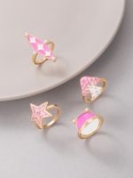 New Jewelry Pink Mushroom Star Drop Oil Ring Four Piece Set main image 5