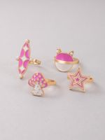 New Jewelry Pink Mushroom Star Drop Oil Ring Four Piece Set main image 7