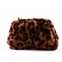 New Handmade Plush Leopard Print Dinner Bag Evening Bag Fashion Clip Dumpling Bag sku image 1