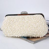 Pearl Dinner Bag Classic Handmade Bead Embroidered Clutch Large Capacity Banquet Bag sku image 1
