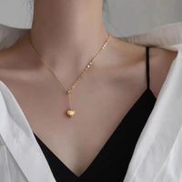 Irregular 18k Gold Fashion Exquisite Peach Heart Necklace Female Clavicle Trend Adjustable Necklace sku image 1