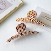 New Korean Style Retro Hollow Hair Clip Medium Acetate Plaid Hair Accessories Girl Hair Clip main image 1