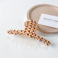 New Korean Style Retro Hollow Hair Clip Medium Acetate Plaid Hair Accessories Girl Hair Clip sku image 2