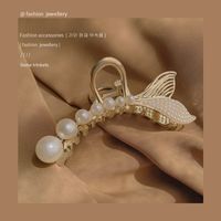 Cola De Sirena Catch Clip Fish Tail Hair Clip Tocado Pearl Elegante Shark Clip Hair Jewelry main image 2