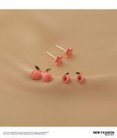Korean Flower Traces Peach Blossom Peach 2021 New Trendy Simple Combination Earrings sku image 1