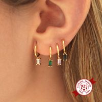 European And American Entry Lux Sterling Silver Needle Ins Geometric Water Drop Diamond Celi French Style Ear Clip Silver Stud Earrings Women's Colorful Diamond main image 6