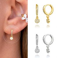 European And American Entry Lux New Sterling Silver Needle Circle Shape Rhinestone Earrings Female Personality All-match Fashion Ear Ring Ear Clips Earrings main image 5