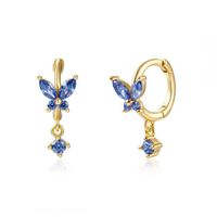 European And American S925 Silver Needle Inlaid Zircon Butterfly Ear Buckle main image 4