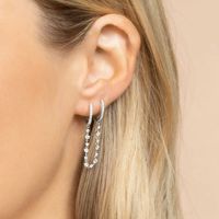 Cross-border Hot Selling Sterling Silver Needle One-piece Diamond Ear Chain Double Ring Ear Clip Fashion Trend Eardrop Earring Earrings For Women main image 4
