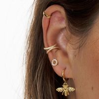 S925 Silver Needle Retro Bee Copper Earrings Personality Animal Ear Jewelry main image 3