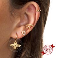 S925 Argent Aiguille Rétro Abeille Cuivre Boucles D&#39;oreilles Personnalité Animal Oreille Bijoux main image 4