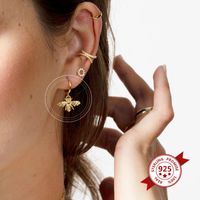 S925 Silver Needle Retro Bee Copper Earrings Personality Animal Ear Jewelry main image 5