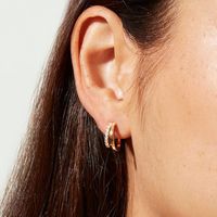 Korean Version Of S925 Silver Needle Diamond Geometric Double Hoop Copper Earrings main image 4