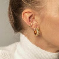 European And American Round Earrings Simple Copper Zircon Ear Ring Ear Buckle Ear Studs Women main image 4