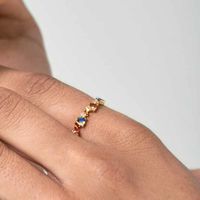 Cross-border Hot Selling Color Zircon Copper Ring Female Ins Wind Net Red Retro Color Irregular Zircon Ring 18k Bracelet main image 4