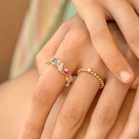 Cross-border Hot Selling Color Zircon Copper Ring Female Ins Wind Net Red Retro Color Irregular Zircon Ring 18k Bracelet main image 5