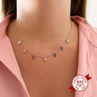 S925 Sterling Silver Fashion Simple Color Zircon Necklace Accessories main image 4