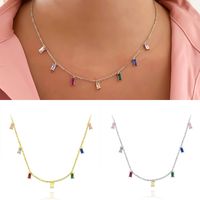 S925 Sterling Silver Fashion Simple Color Zircon Necklace Accessories main image 5