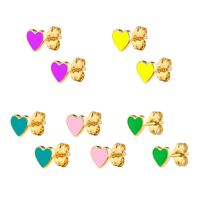 Multicolor Epoxy Heart-shaped Earrings Simple Compact Wild Earrings main image 1